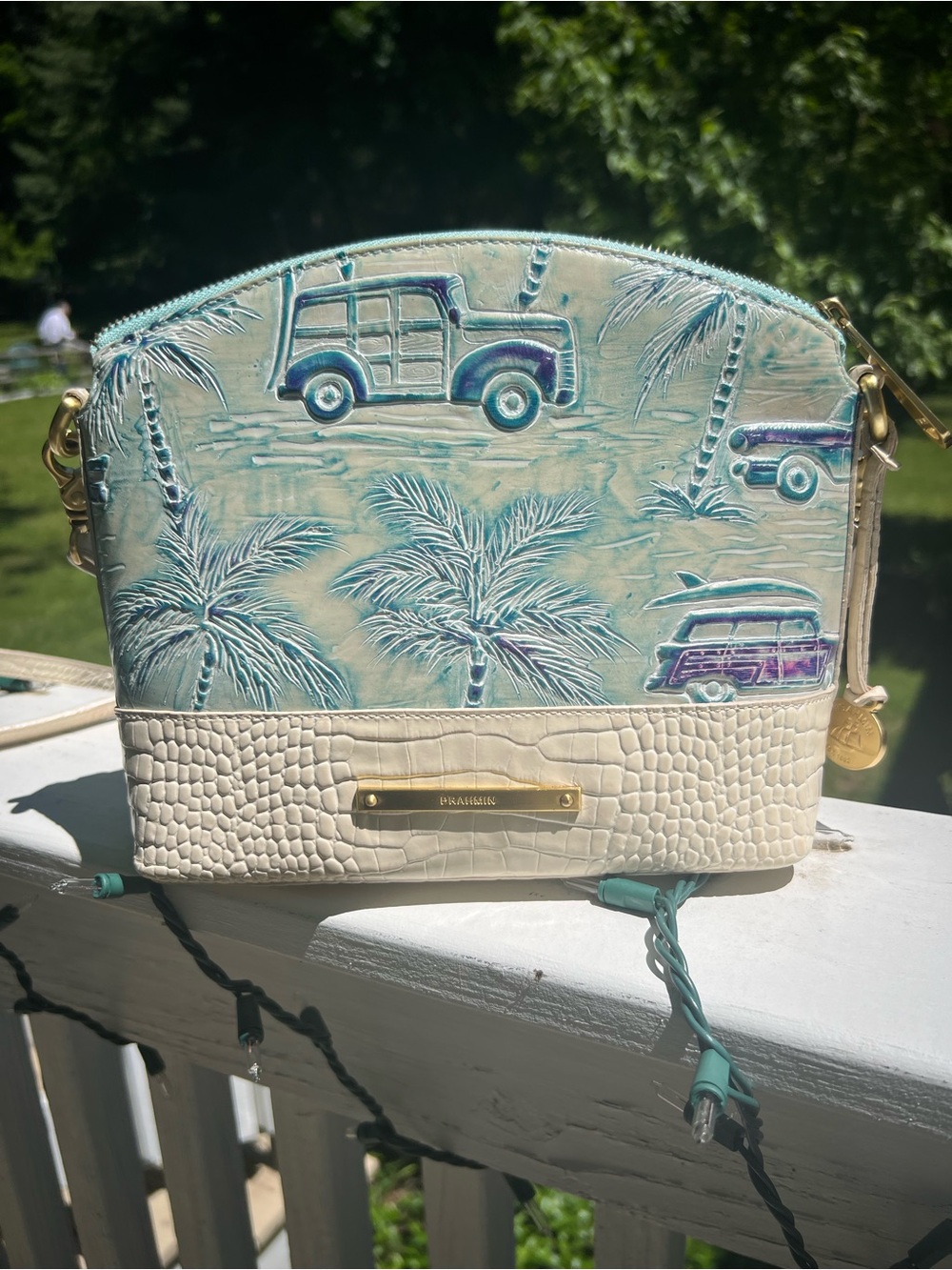 Brahmin Mini Duxbury Copa Cabana Crossbody Blue & Cream - Picture 11 of 11